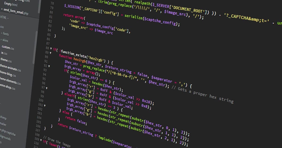 Source code displayed in a text editor